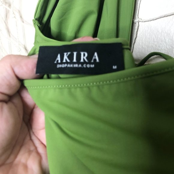 AKIRA Undeniable Sleeveless Cutout Halter Bodysuit Green M - Picture 7 of 13